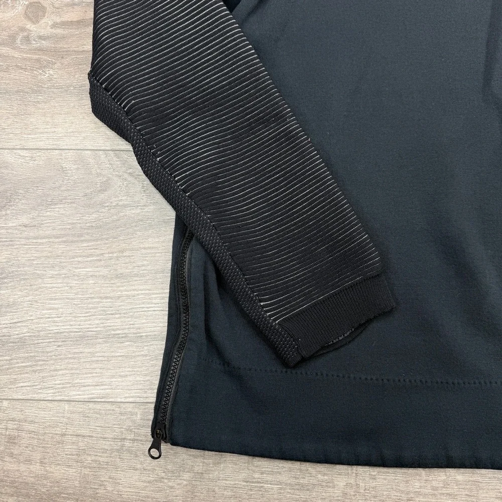 Nike Tech Fleece Crewneck Sweatshirt Women Medium Black Side Zip Swoosh Pullover